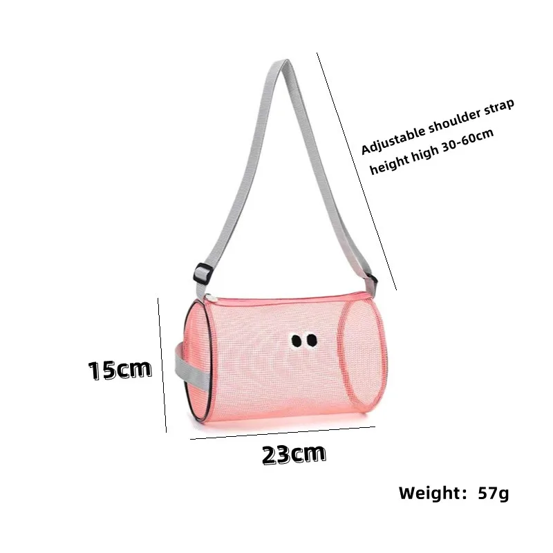 1pcs Transparent Mesh Tote Bag Single Shoulder Crossbody Cylinder Bag Daily Necessities Cosmetics Storage Portable Storage Bag