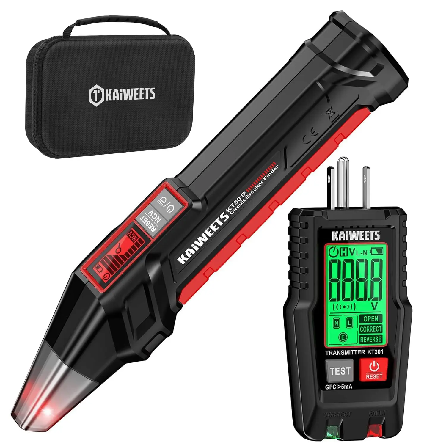 

Детектор обрывов цепи с ЖК-дисплеем, тестером GFCI, функцией NCV и фонариком, в комплекте с кейсом для переноски