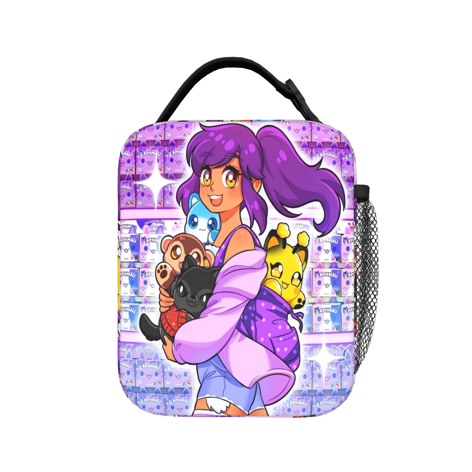 APHMAU Kawaii Katzen Lunchtasche für Frauen Designer Lunchbox Kawaii Büro Kühltasche Tragbare Oxford Thermo-Lunchtaschen