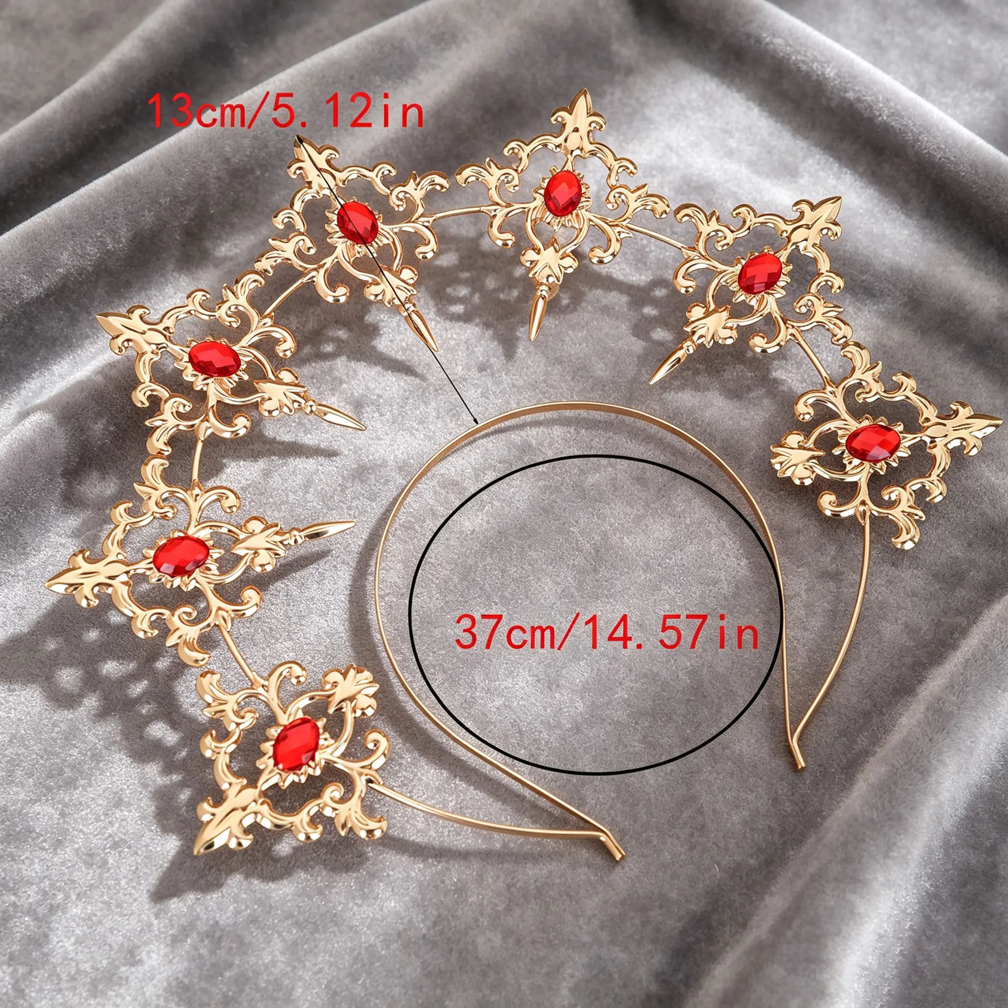 Gotische schwarze Kristall-Halo-Krone für Herren – Königlicher Kopfschmuck im Barock-Stil für Halloween-Cosplay – Detail 10