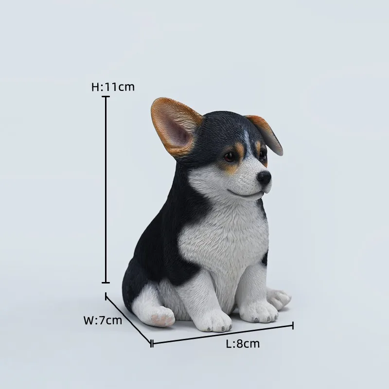 JXK 1/6 Sitting Corgi Model Spot Dog Toy Delicate and Realistic Dog Hobbiess Simulation Little Dog Desktop Ornament Toy Figures