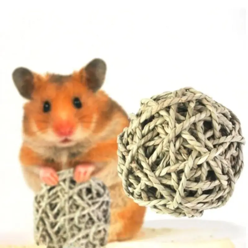 

Natural Hand-Woven Straw Ball Rabbit Hamster Guinea Pigs Sepak Takraw Toy Pet Chewing Toy Small Animals Molar Ball Pet Toys