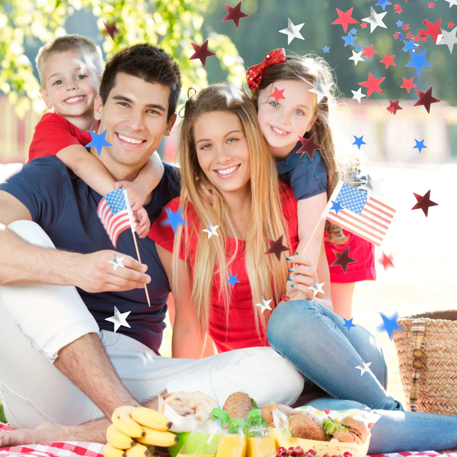 

1 Bag Decorative Independence Day Party Star Confetti Plastic Scatter Tabletop Confetti Glitter for 4th of July Festival