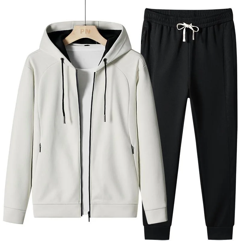 

Spring and Autumn New Fashion Solid Color Sports Fitness Sweatshirt Set Men's Loose Sports Plus Size High Quality Two-piece Set