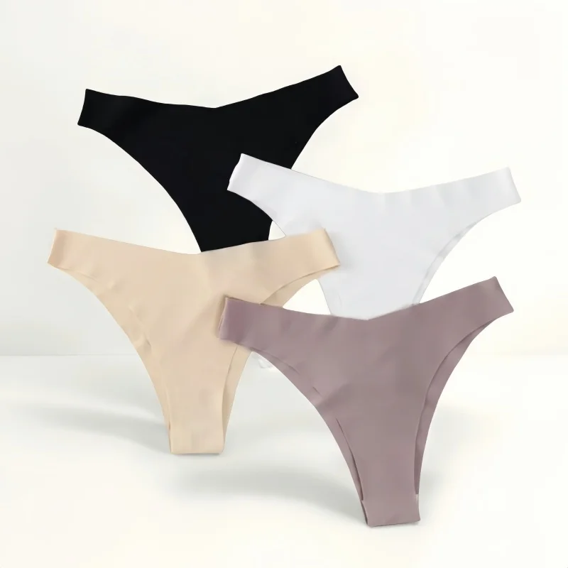 Bragas de seda helada para mujer, ropa interior sin costuras, bragas de cintura baja en V, bragas deportivas brasileñas transpirables de secado rápido, 1 ud.