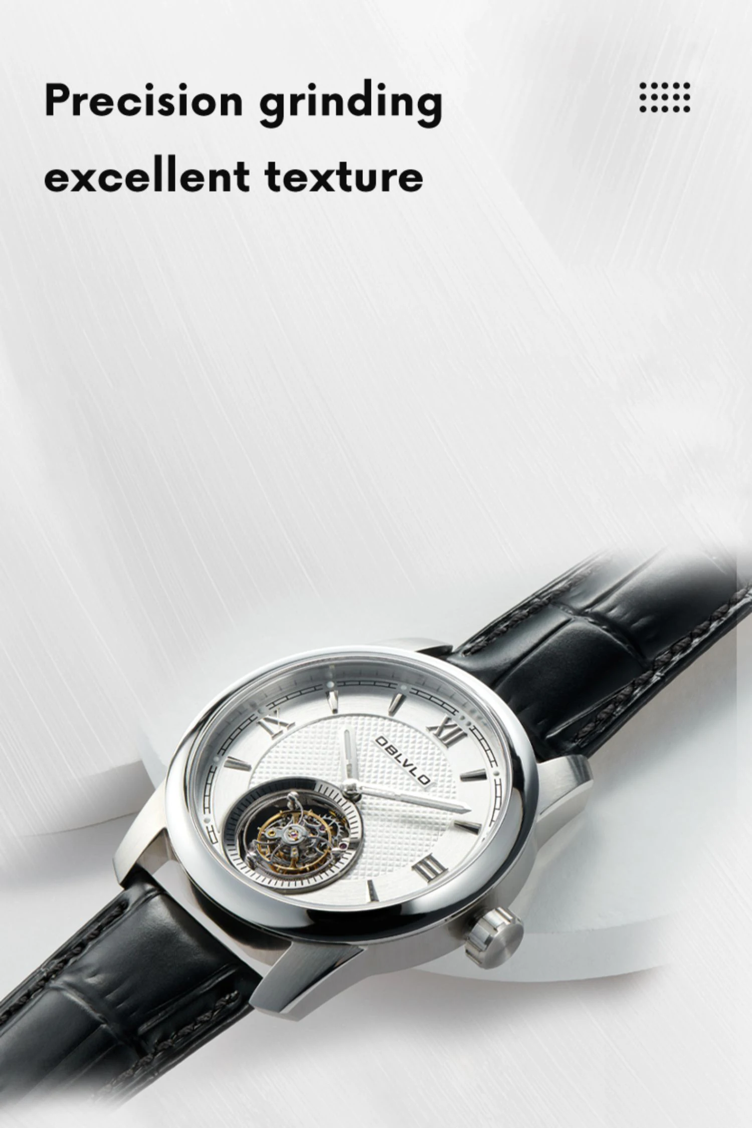 OBLVLO Orologi automatici da uomo Orologio Tourbillon da 42 mm Orologio da polso meccanico di lusso Chiusura a farfalla con scheletro in zaffiro impermeabile