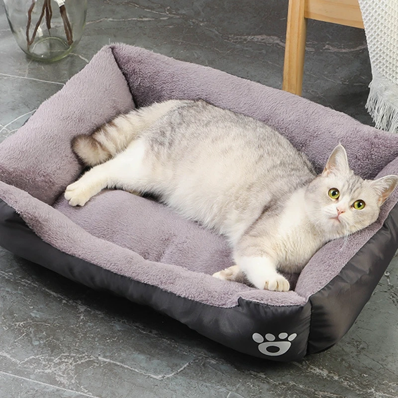 Large Square Nest For Cat And Dog Soft Plush Sofa Bed Pet Product Cushions Warm Cat House Pet Kennel For Small Medium Large Dogs