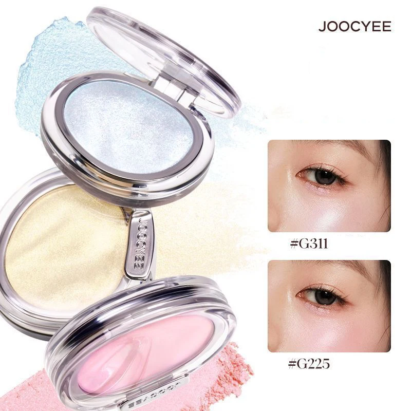 Joocyee Crystal Luminous Lip Gloss Summer Lip Glaze High Pigment Glow Shimmer Powder Blusher Highlighter Bronzers Makeup