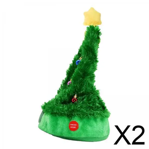 2xDancing Gorro de Papá Noel Árbol de Navidad Sombreros Eléctricos Gorra Columpio Árbol Adornos de Navidad para Niños Regalo de Navidad