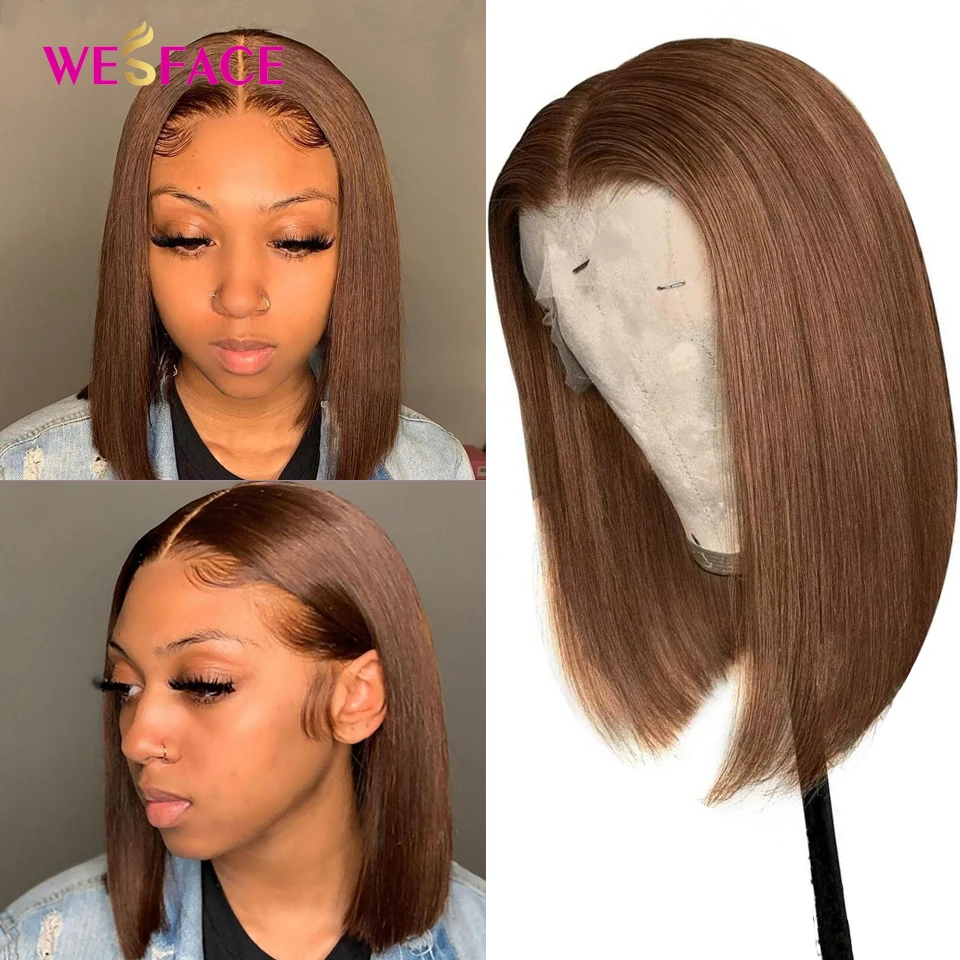 

Straight Short Bob Wigs 13X4 Lace Front Human Hair Wigs Brazilian Brown Lace Frontal Wigs Human Hair Wigs For Women Remy Hair