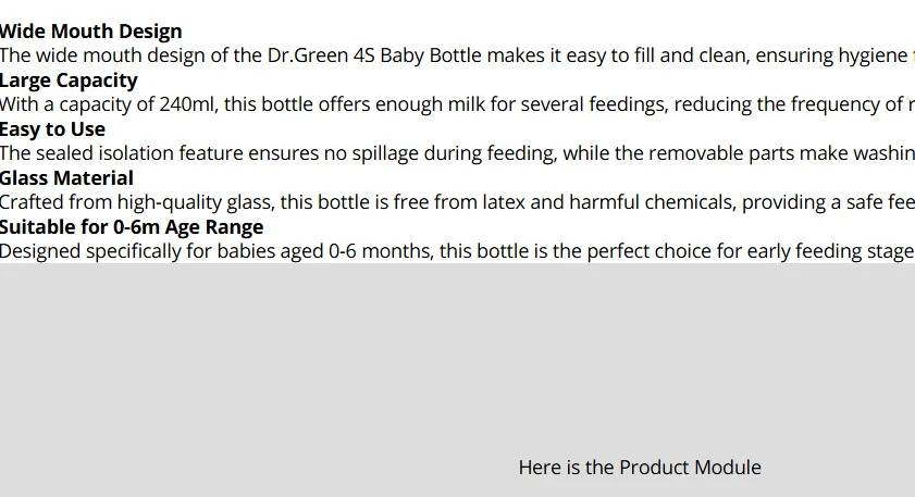 Dr.Green 4S Wide Mouth Bottle Newborn Baby Bottle Glass 150mL/240mL Sealed isolation Fast milk filling RemovableWashable Bottles