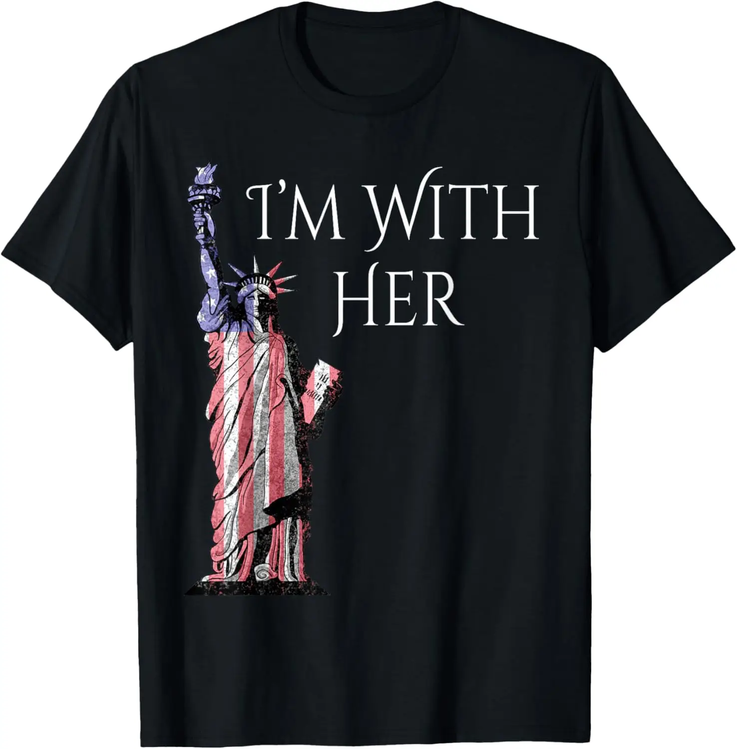 

Статуя Свободы, я с ее патриотическая футболка с рисунком, дышащая хлопковая футболка для мужчин и женщин