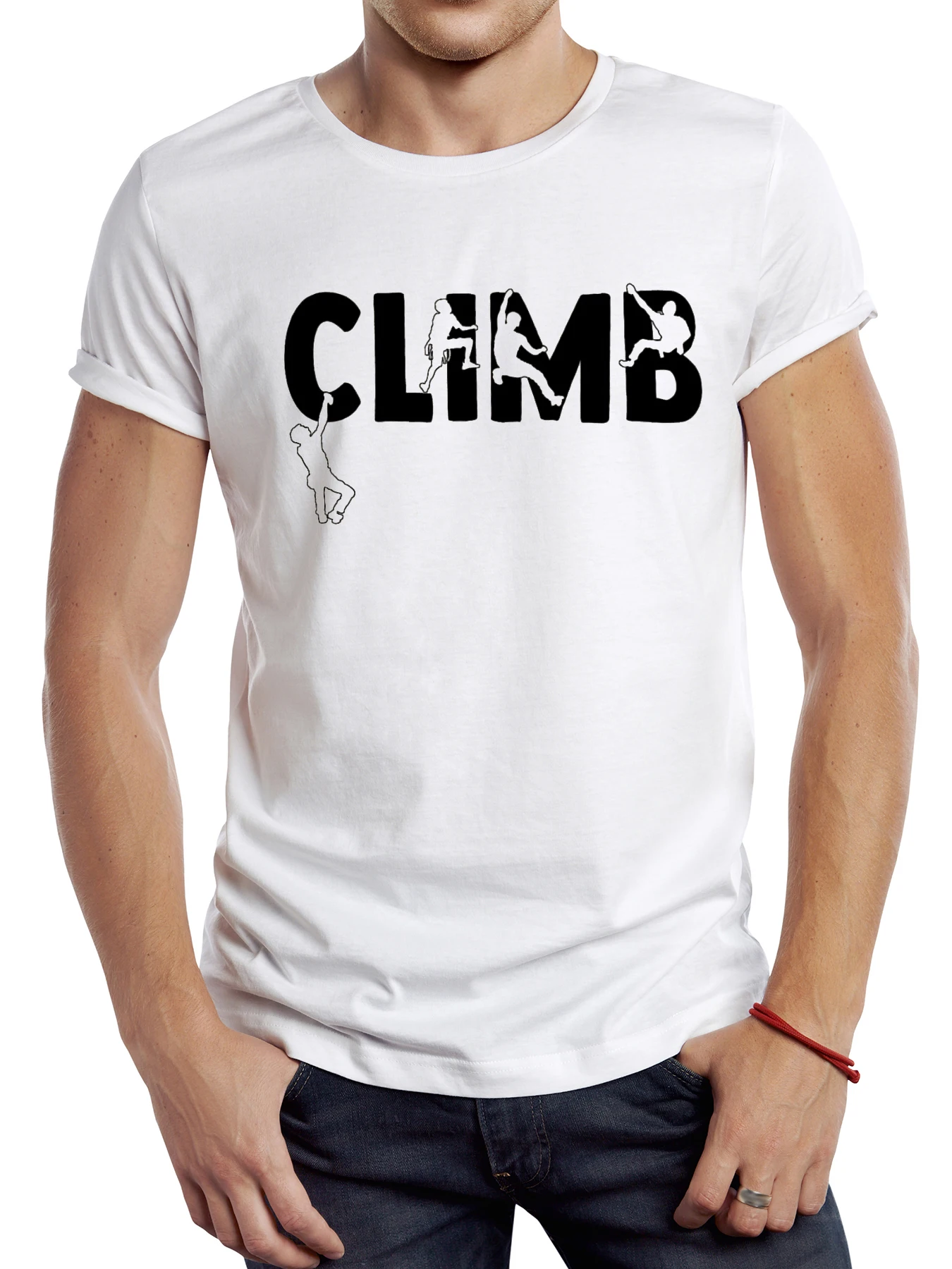 

FPACE Vintage Climb Letter Printed Men T Shirt Male Climbing Tops Hipster Retro Carabiner Rock Tee Shirts