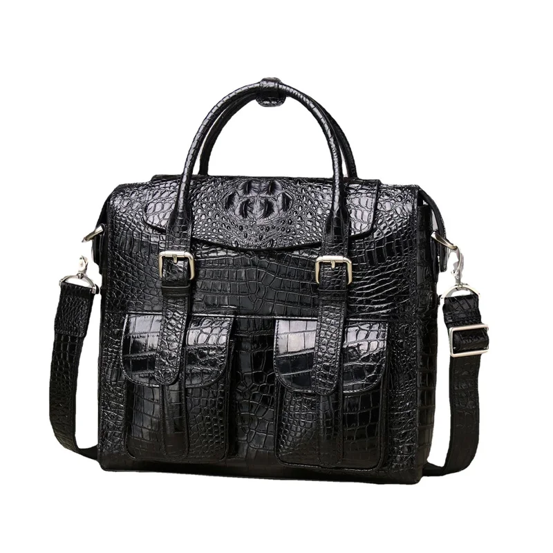 New Crocodile Pattern Laptop Bags Cow Genuine Leather Men's Briefcase Luxury Brand Male Handbags Men Messenger Computer Bag