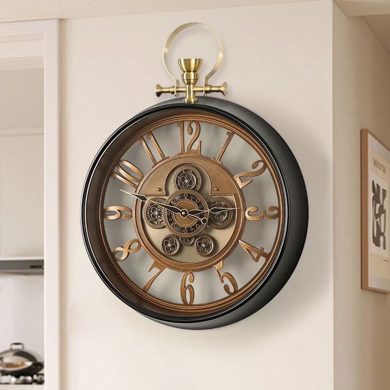 Retro clock wall clock, living room home high-end European watch wall clock