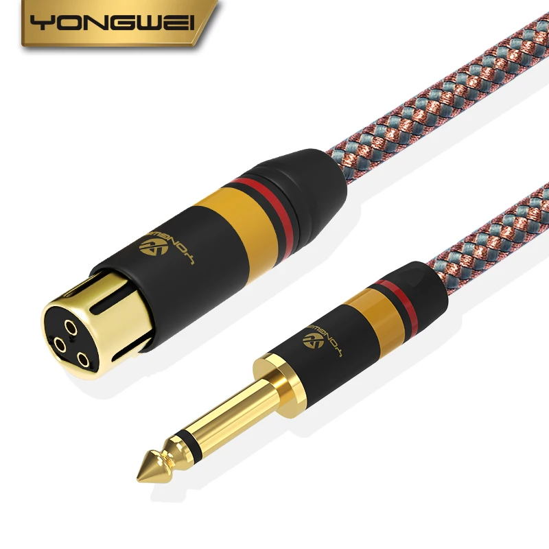 YONGWEI-Cable de micrófono XLR de 3 pines a Jack de 6.5mm, Cable auxiliar de 6.35mm/6.5mm, macho a XLR hembra para amplificador