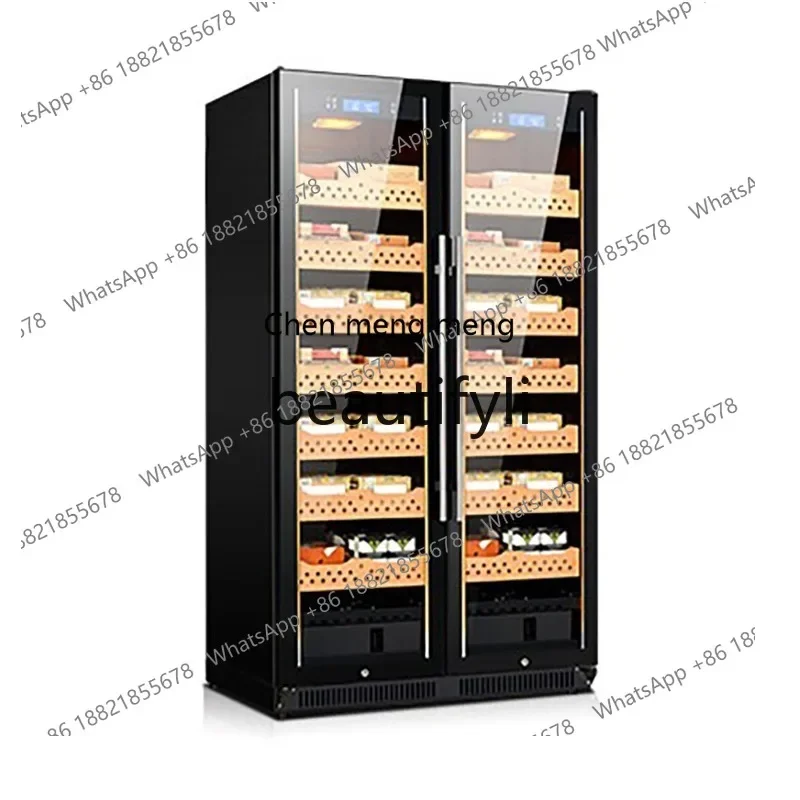 AB02 مبيعات المصنع مباشرة درجة حرارة ثابتة ضاغط تجاري تبريد باب مزدوج طبقة خشب الأرز رف كابي النبيذ