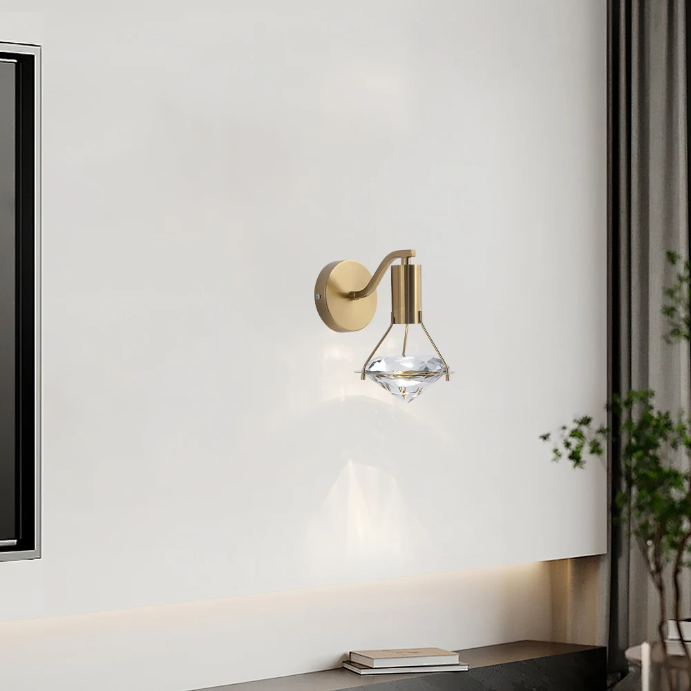 

Nordic Home Decor Led Wall Scones Modern Cooper Wall Lamp Crystal Ball Wall Light Bedroom Living Room Lustre Indoor Lumi Fixture
