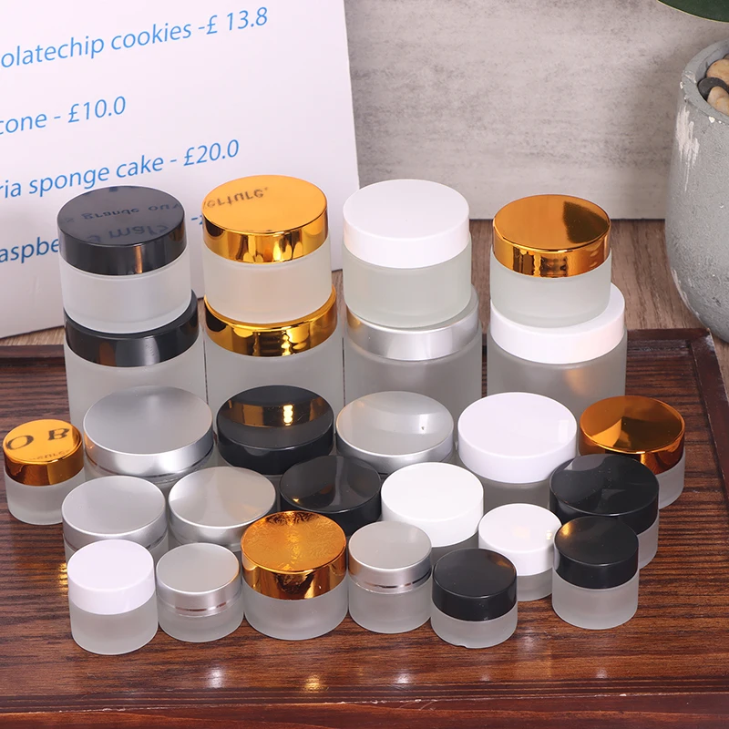 5/10/15/20/30/50/100g Jar Pot Eye Shadow Face Cream Container Frosted Glass Refillable Ointment Bottles Empty Cosmetic