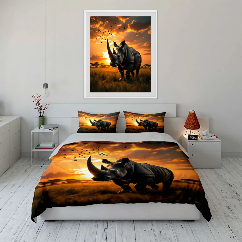 

African Wildlife Sunset Decor Set Multiple sizes kid's and adults' bedroom Exquisite 3PC bedding set, gift