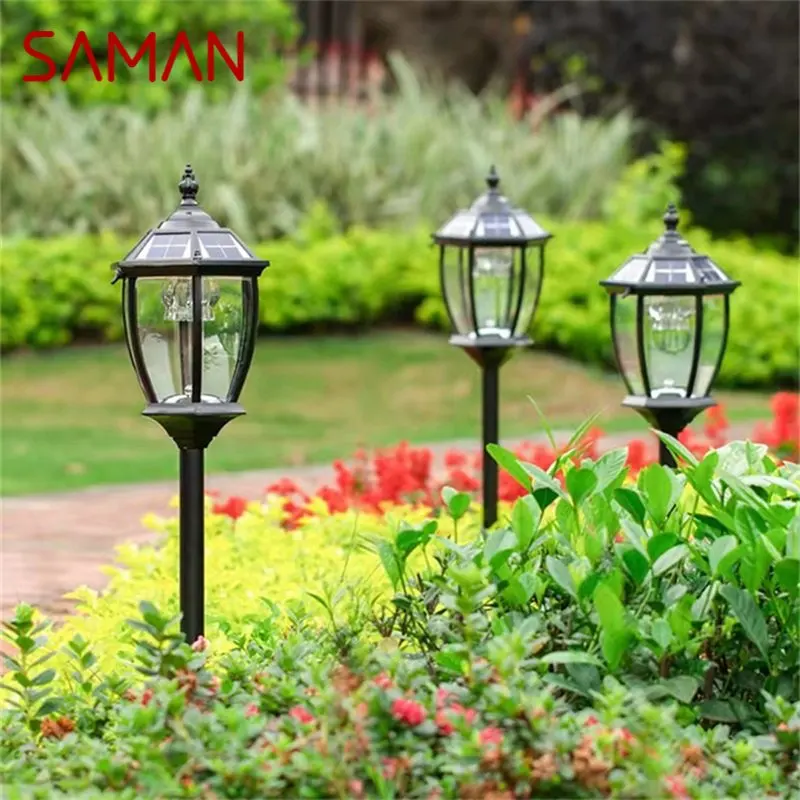 

SAMAN Retro Simple Outdoor Black Lawn Lamp LED Light Classical Waterproof Home for Villa Path Garden