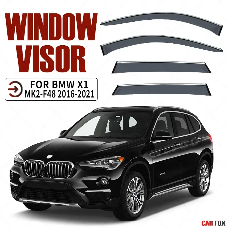 4Pcs Window Visor For  BMW X1 MK2 F48 2016-2021 Weathershield Sun Rain Deflector Guard Car Window Deflector