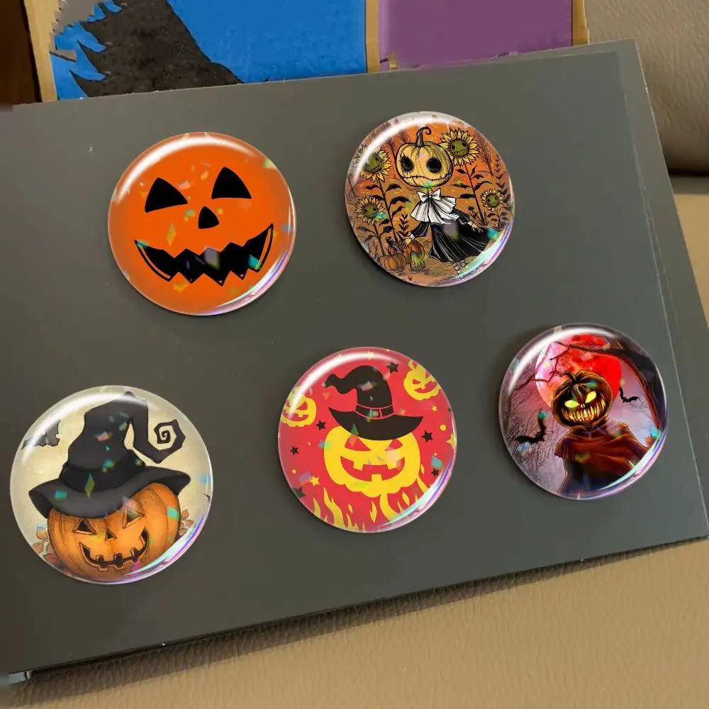 Halloween Jack-o-lantern  Laser Badge Creative Pins Brooch for Bag Clothes Hat Decor Gifts Fans Collect