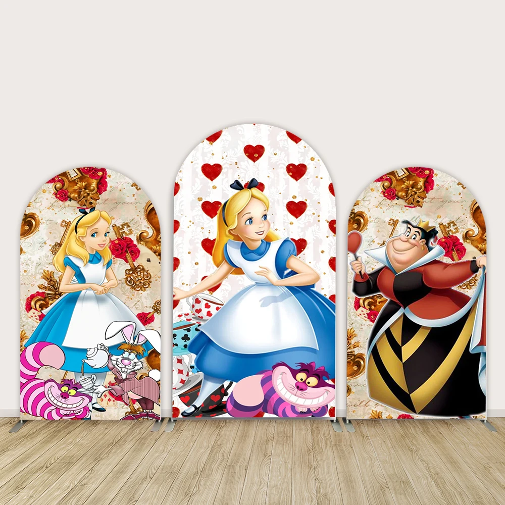 Alice in Wonder  Arch Backdrop Cover  Baby Shower Party Decor Candy Dessert Table Cover Banner