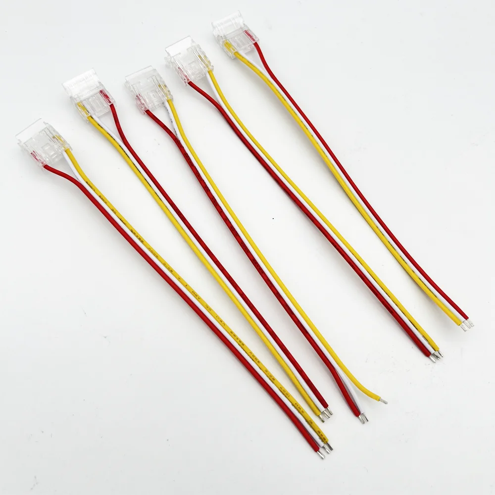 5pcs 3Pin CCT COB LED Strip Fast Connector 10mm Solderless FOB Light Solder Free Strip to Strip / Wire L Connector Mini Buckle