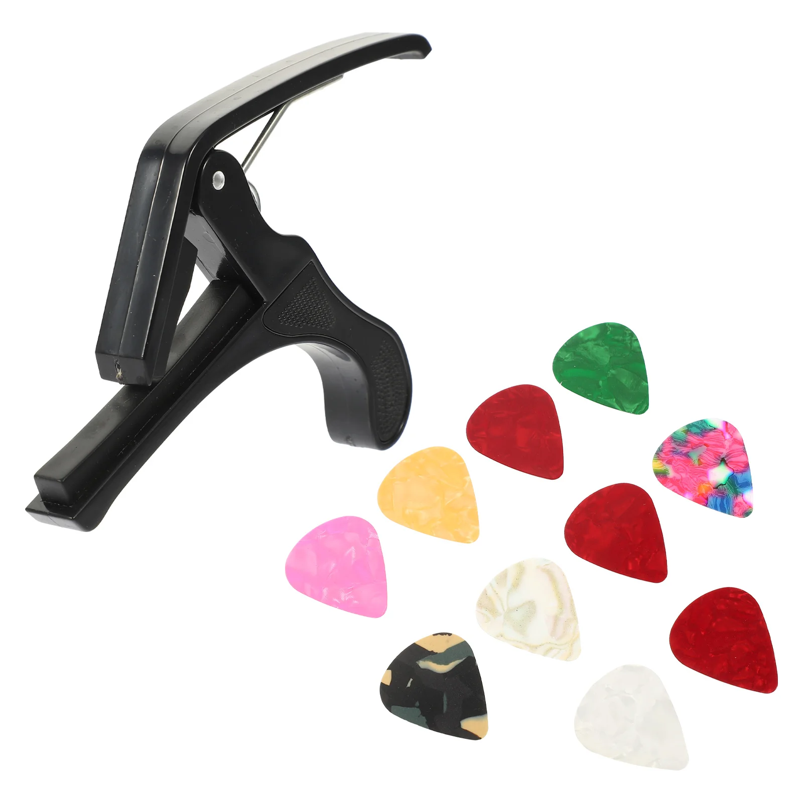 

Adjustable Clip Pick Set Acoustic Electric Guitar Capo Picks Black Durable Plastic Guitar Components Attachments