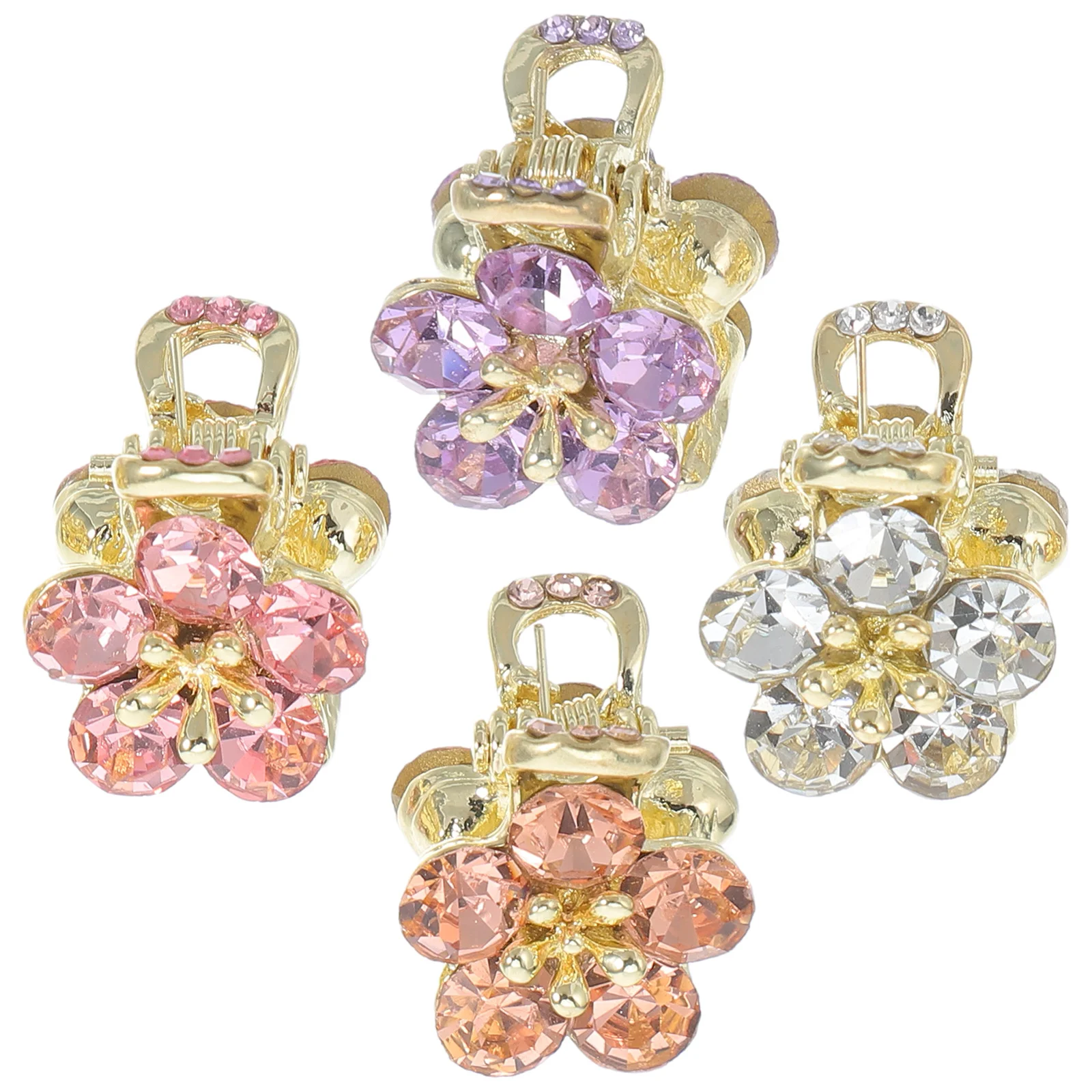 

4Pcs Mini Flower Rhinestone Hair Claw Clips Non Slip Decorative Hair Accessories for Wedding Bridesmaids Women Teens