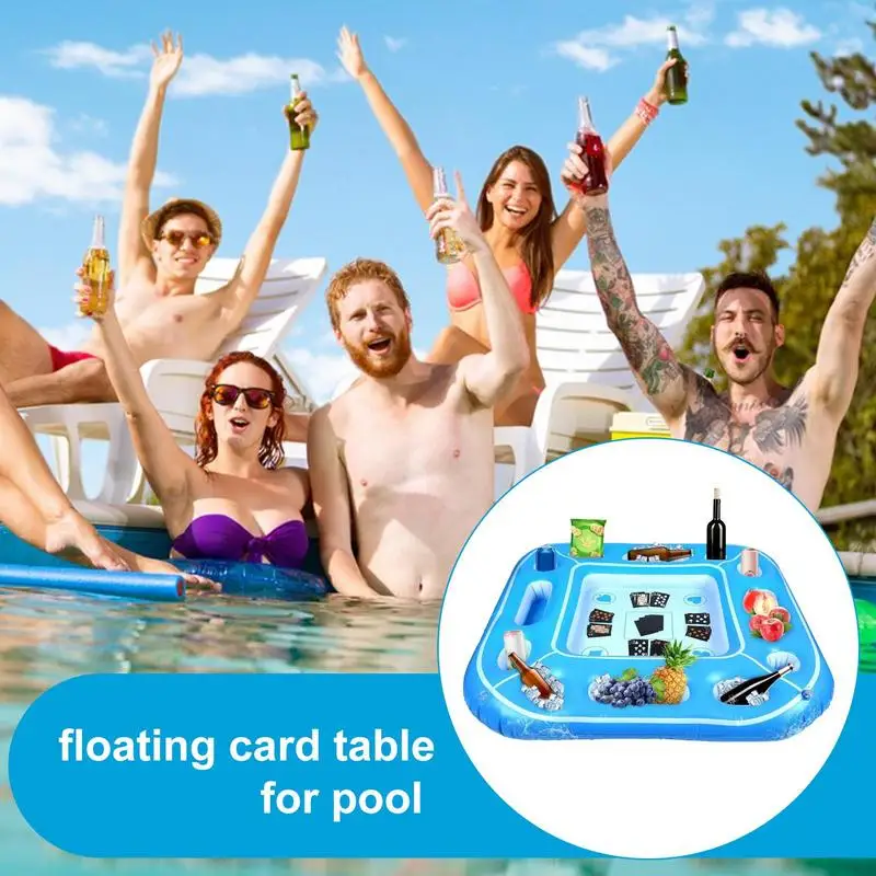 Mesa flotante inflable para comida y bebidas, soporte portátil divertido, escritorio flotante impermeable para niños, fiestas de verano al aire libre, vacaciones en la playa