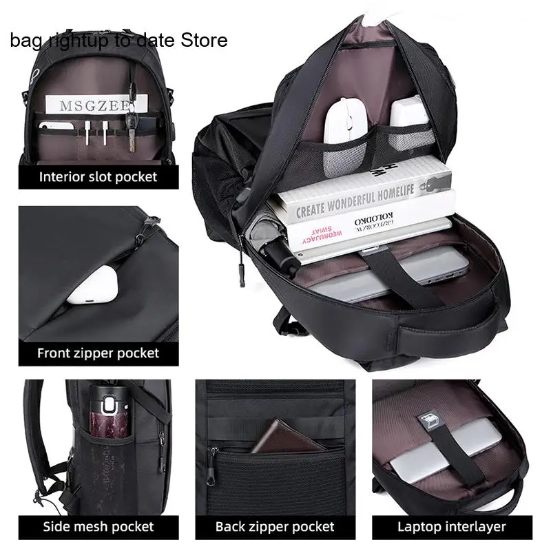 Black Minimalist Casual Commuting Travel Comfortable and Breathable Laptop Large Capacity Laptop Bag Backpack for Men
