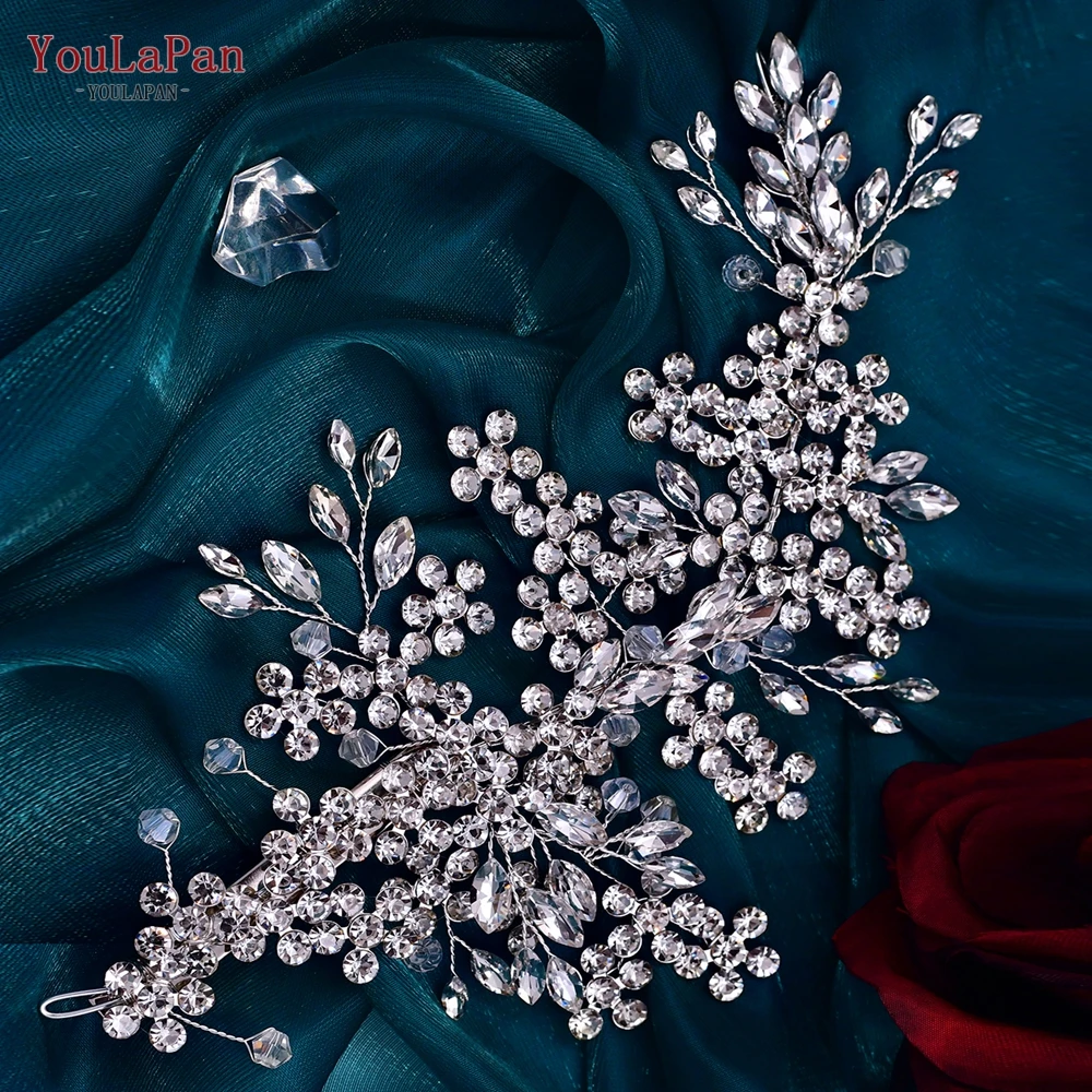 TOPQUEEN Luxury Crystal Wedding Hair Jewelry Bridal Hair Accessories Hair Vine Women Tiara Rhinestone Bridal Headband HP253-S