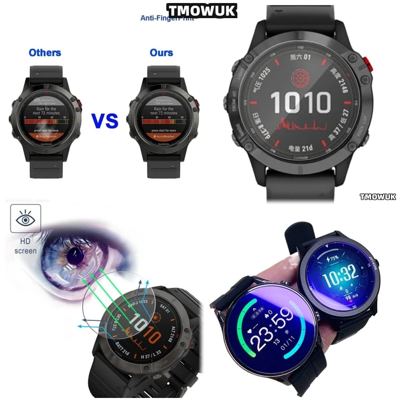 

For Garmin Fenix 6 6S 6X Pro Silver, Bubble-Free Easy Installation Screen Shield
