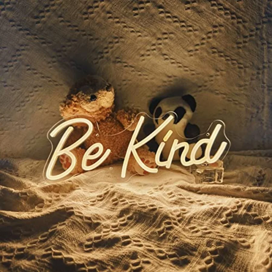 Be Kind Neon Sign, Dimmable LED Neon Light Signs for Wall Decor, USB Powered LED Sign for Bedroom, Office, Beauty Bar, Shop Dec