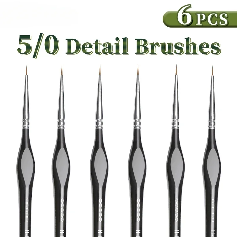 00000 Fine Tip Paint Brush Set for Acrylic, Models, Mini  Miniature Detail , Nylon Hair Thin Extra Fine Paintbrushes