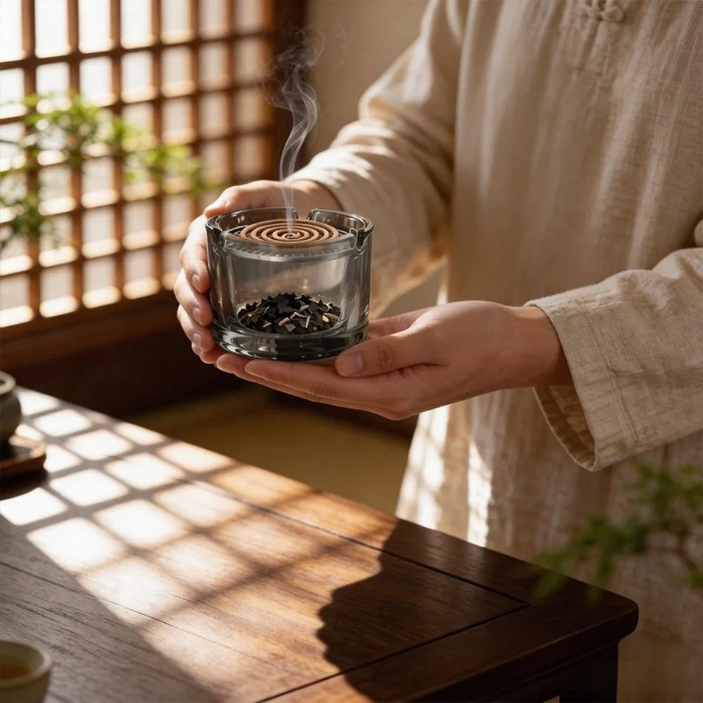 High-Temperature Resistant Glass Incense Burner Metal Filter Screen Anti Dust Aromatherapy Stove Minimalist Fragrance Censer