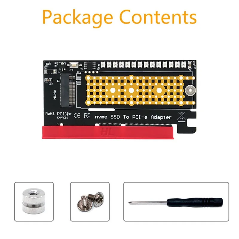 M.2 Nvme SSD To PCI-E 4X/8X/16X Adapter With 3528 Colorful Flash LED