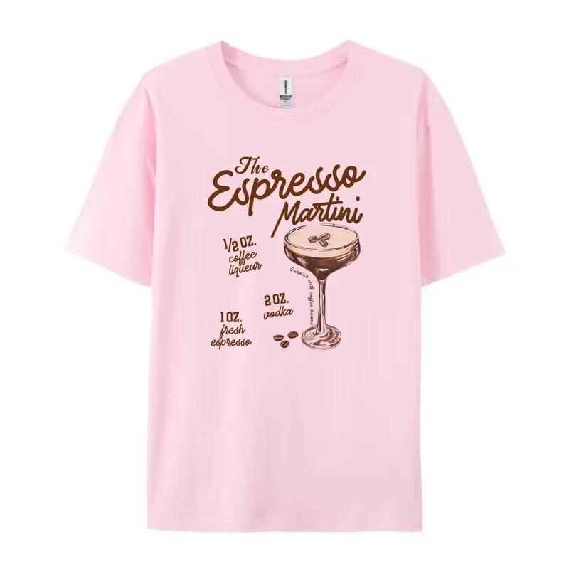 Espresso Martini Recipe Vintage Women T-Shirts Alcohol Drink Tshirts Cute Loose Cocktail Lover T Shirt Oversized Unisex Clothes