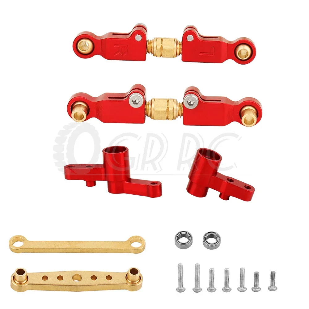 Lenkungsbausatz aus Aluminiumlegierung + Messing mit Lagern, Stangenverbindungsservo für 1/14 MJX 14209 14210 RC-Auto, Metall-Upgrade-Teile