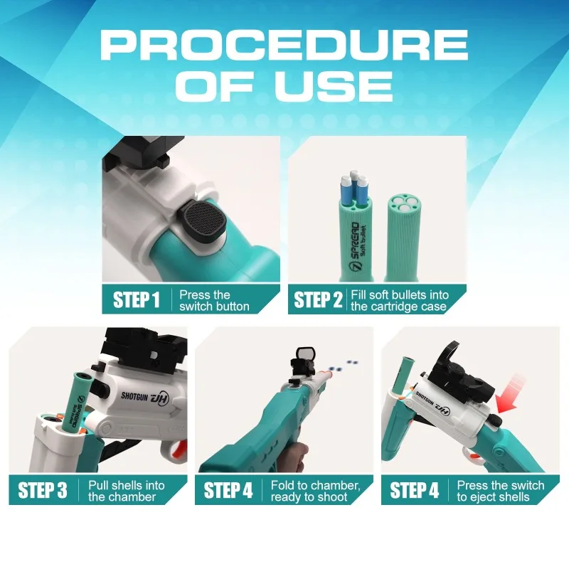 Schuimblaster met dubbele cilinder en schaaruitwerping 2-in-1 Ideaal cadeau voor kinderen vanaf 14 jaar