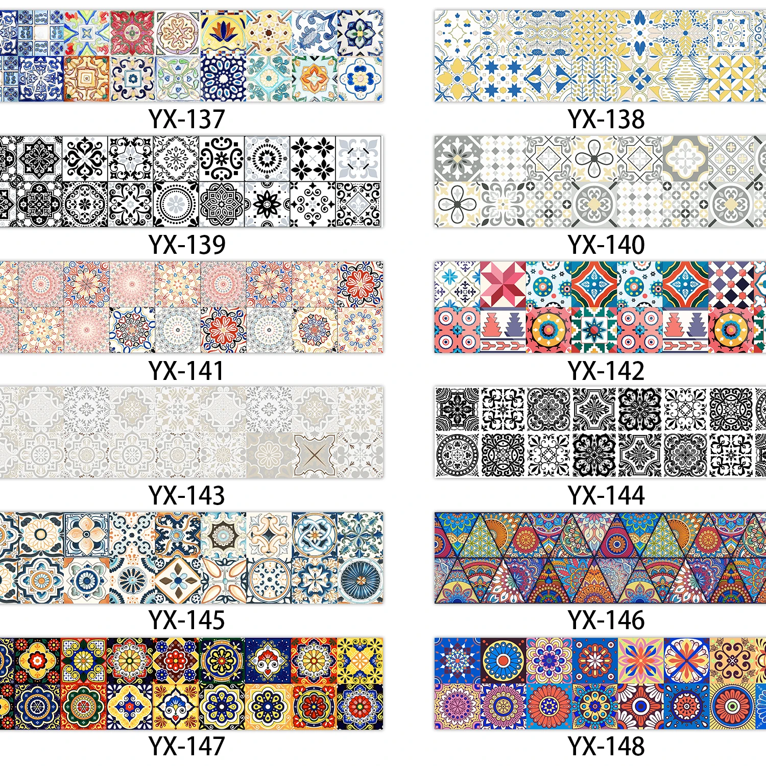28 Stile Mandala-Design Taillenlinien-Dekorstreifen Wasserdichter Badezimmer-Sockel Selbstklebender Küchen-Fliesenaufkleber – Detail 3