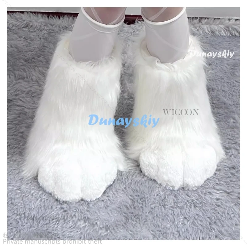 2024 Anime Furry Fursuit Cosplay Paw Shoes Cosplay Fox Rubbit Cat Boots Cute Animal Manga Party Cos Wearable Unisex Costume Feet