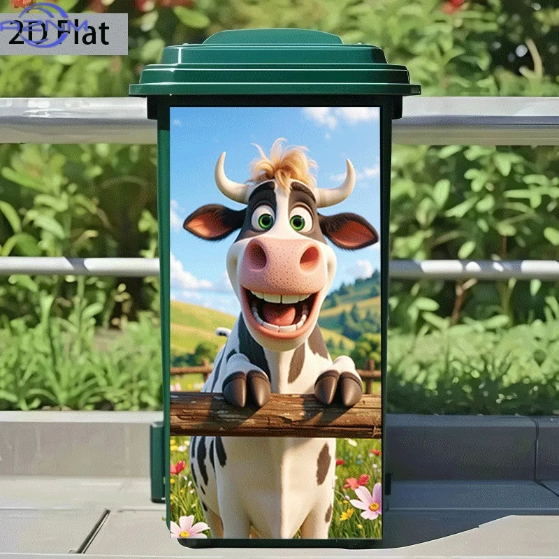 1pc Trash Can Sticker Measuring .01×81.99 cm, Featuring a Cow Design on a Fence, Self-adhesive Wall Decoration for Kitchen Tra
