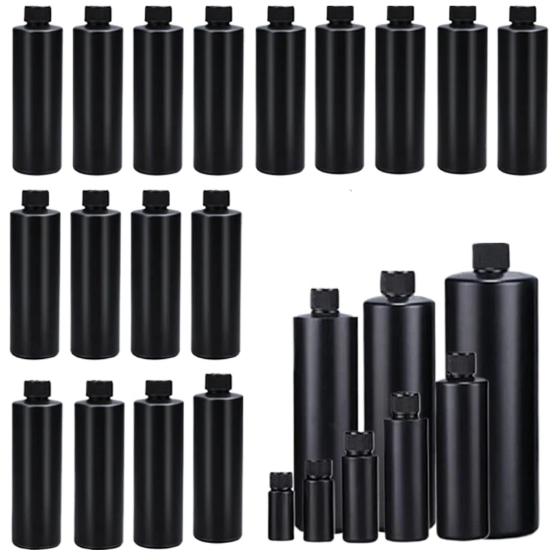 10 szt. Przenośne butelki z tworzywa HDPE, czarne, z możliwością wyciskania, na klej UV, o pojemności 30 ml - 1000 ml, puste, światłoodporne pojemniki podróżne na pigmenty, tusze i farby.
