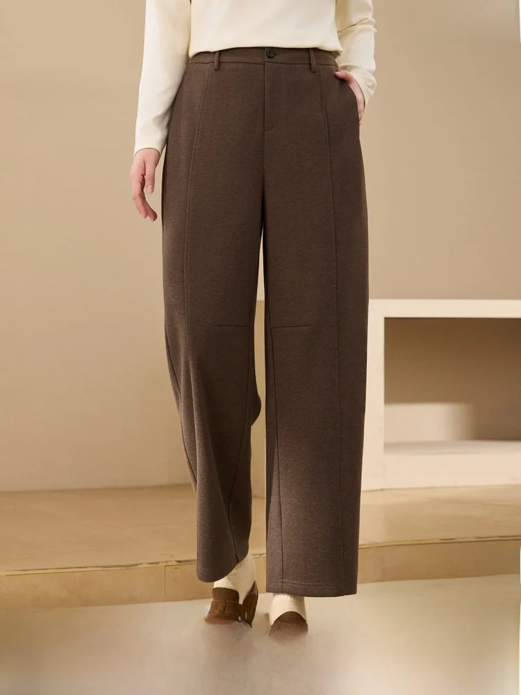 

Удобные эластичные брюки с завышенной талией, простые повседневные брюки для работы, больших размеров, зимняя модная женская одежда, брюки прямого кроя