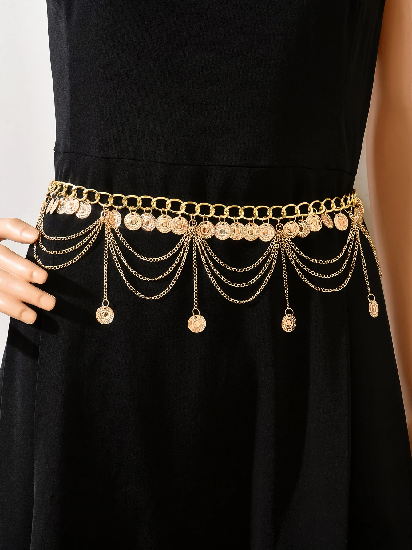 سلسلة حزام على شكل شرابة، سلسلة مجوفة متعددة الطبقات كلاسيكية وبسيطة، سلسلة الجسم، إكسسوار الزفاف #2