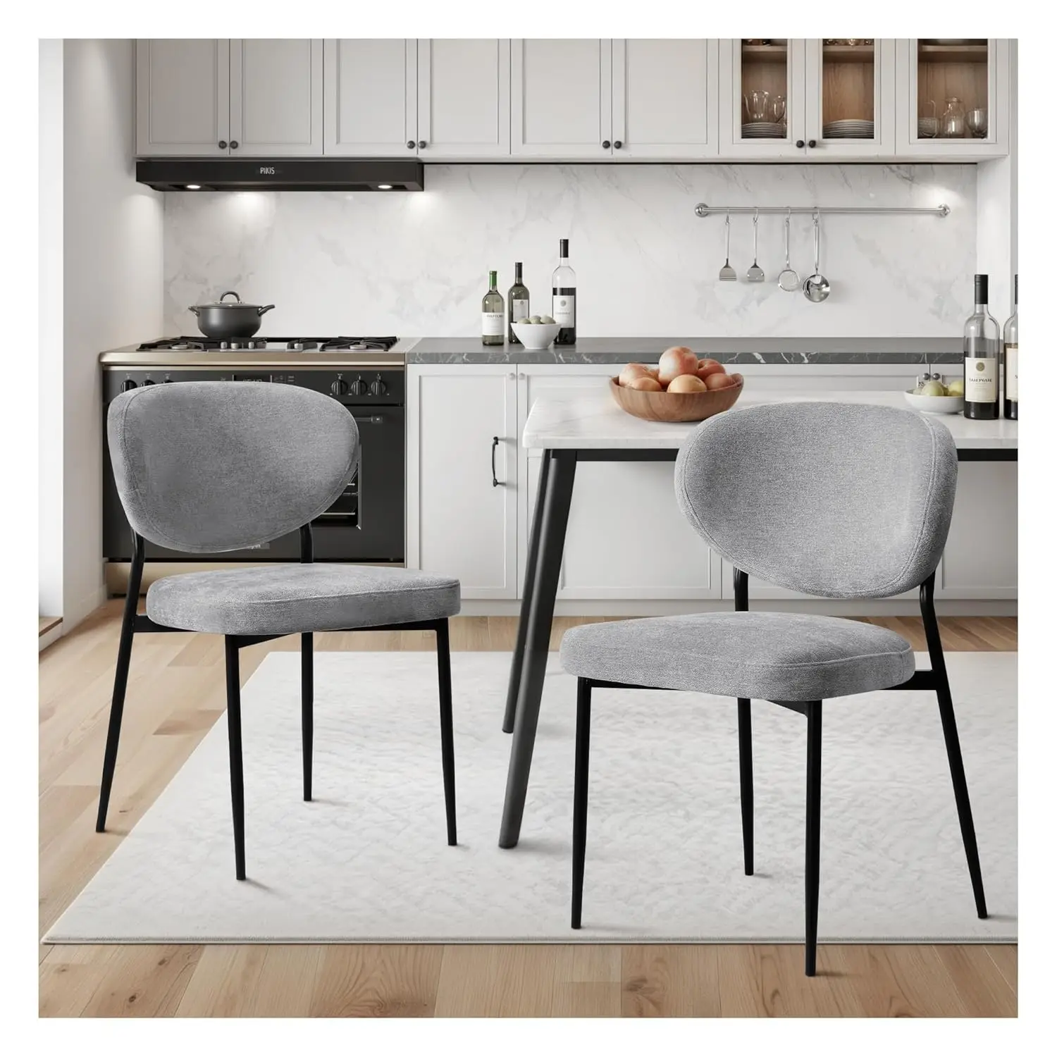 

Dining Chairs Set of 2 Chenille Upholstered Dining Room Chairs with Crescent-Shaped Backrest Modern Ergonomic, Customized