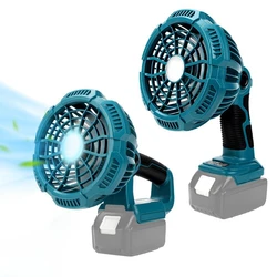 Cordless Fan with LED Light 3 Speed Desktop Fan for Makita BL1830 BL1850 BL1840 14.4V-18V Battery Portable Camping Job Site Fan